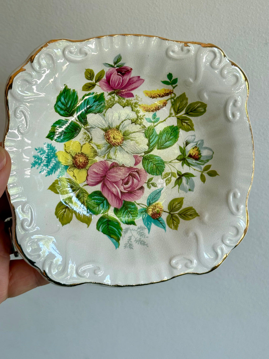 Vintage H. Aynsley & Co. Staffordshire Floral Trinket Dish