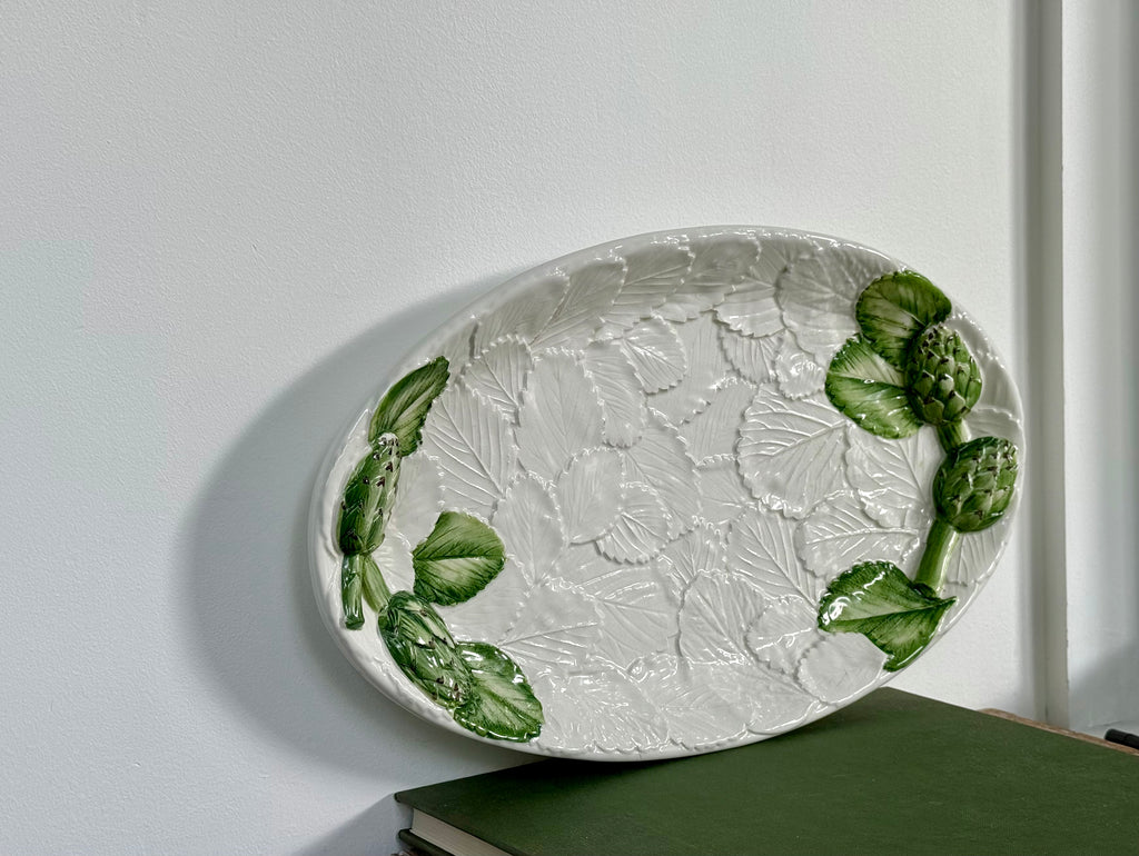Vintage Hand-Painted Italian Majolica Artichoke Platter