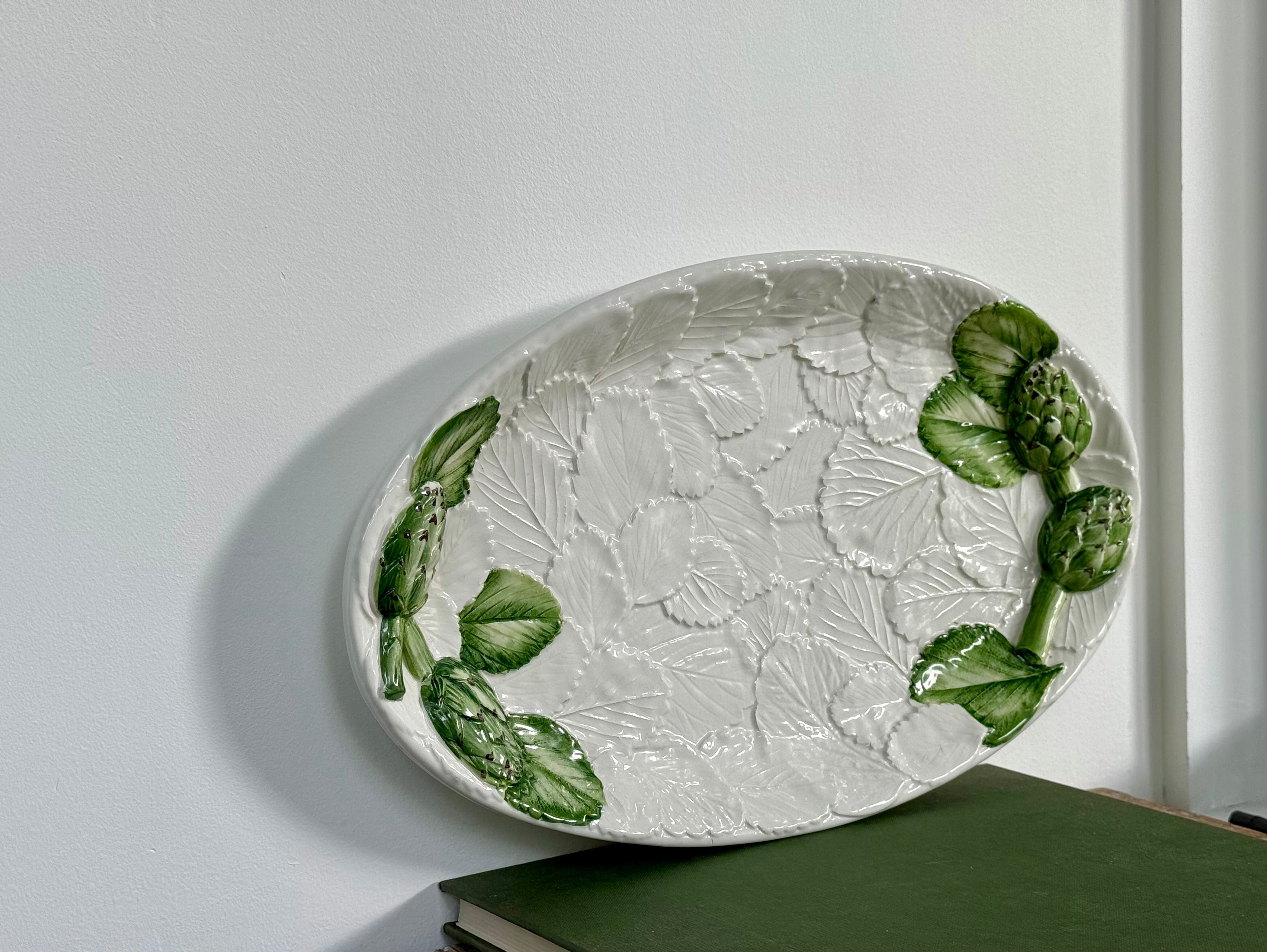 Vintage Hand-Painted Italian Majolica Artichoke Platter
