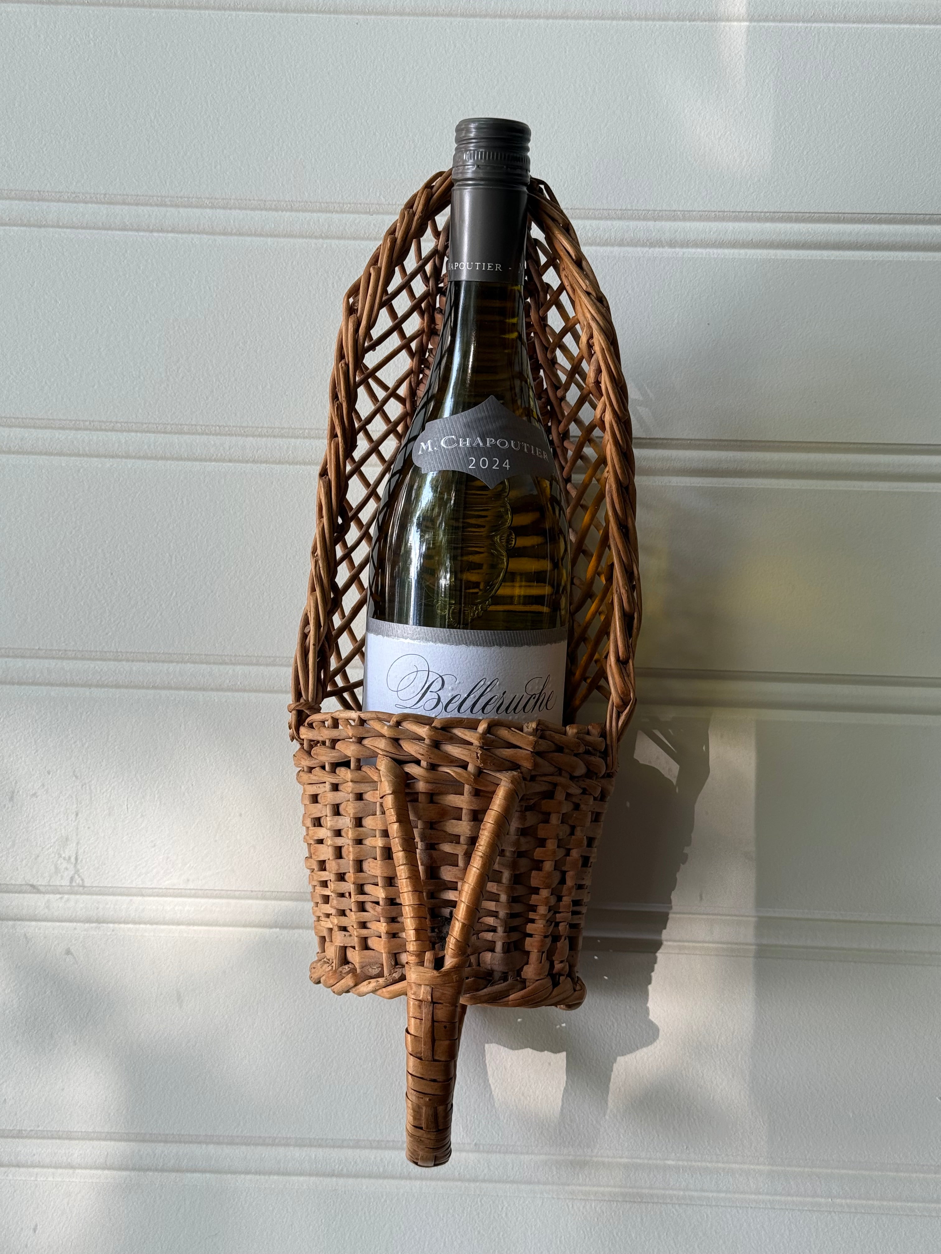 Vintage Woven Wicker Wine Cradle