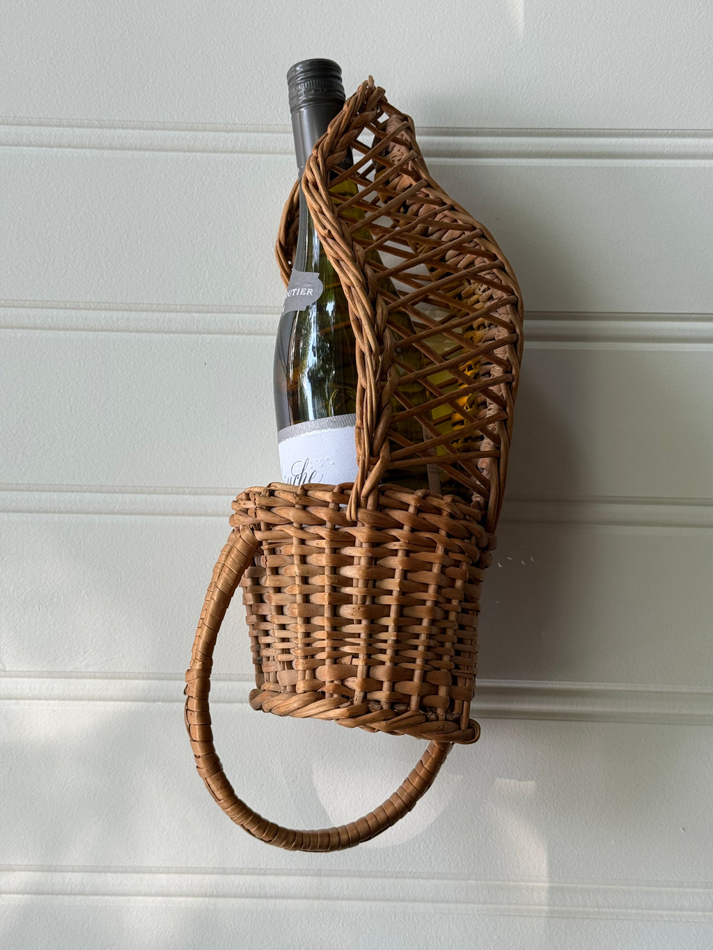 Vintage Woven Wicker Wine Cradle