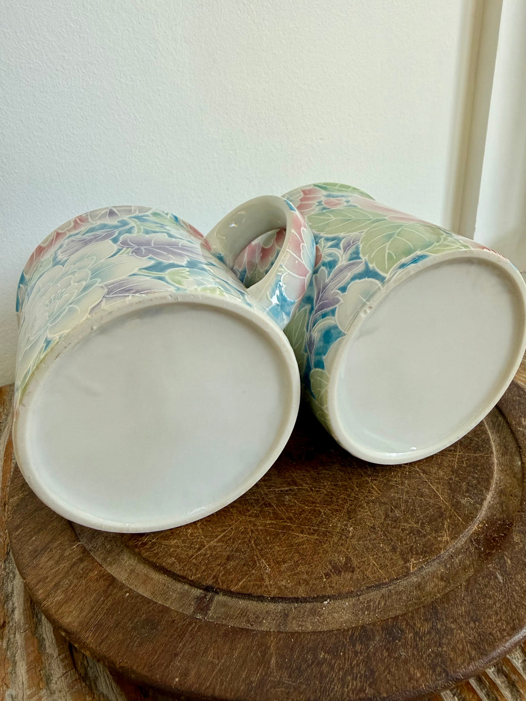 Vintage Pastel Floral Mugs, set of 2 (lighter)