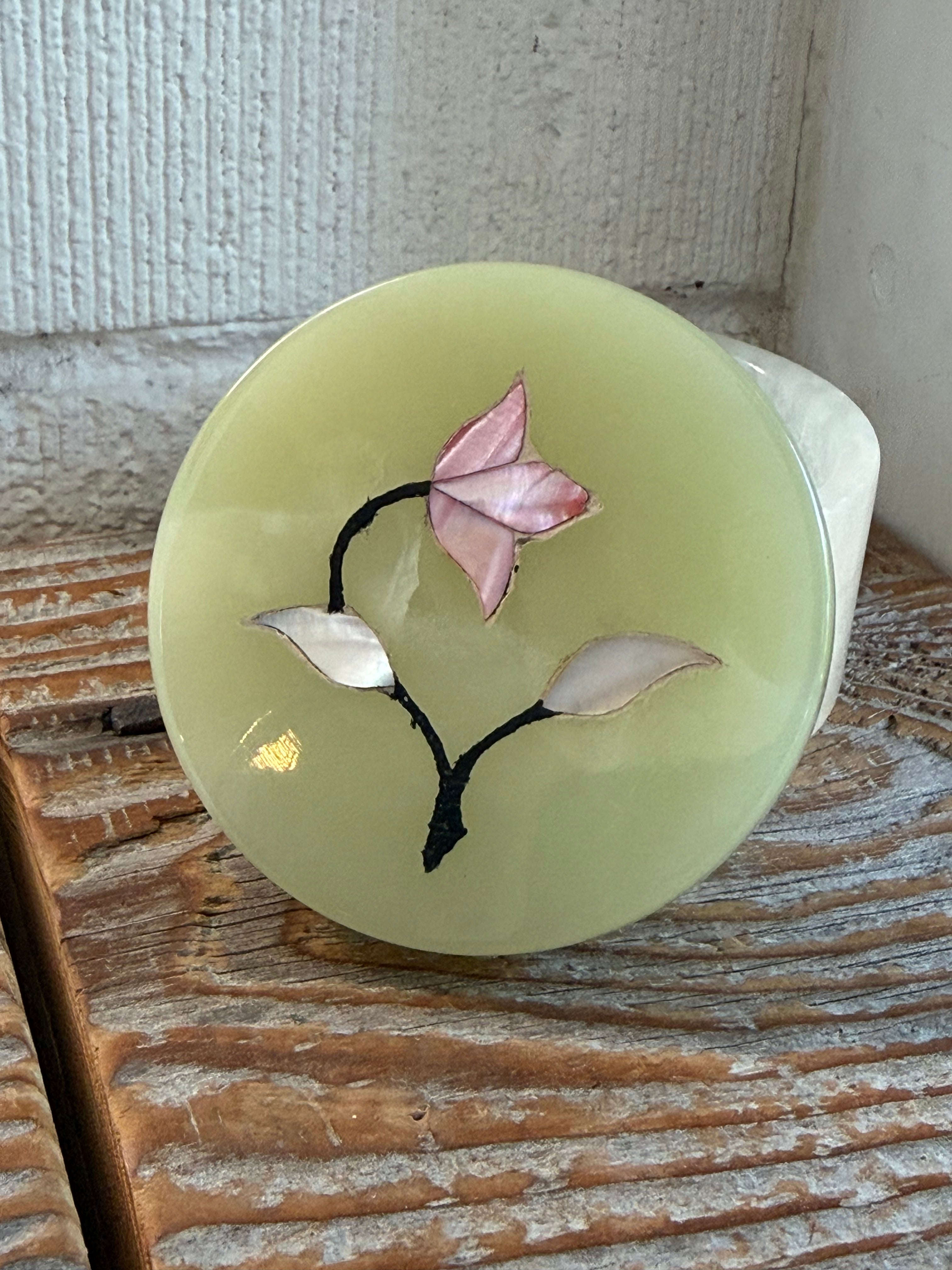 Vintage Green Onyx & Mother of Pearl Trinket Box