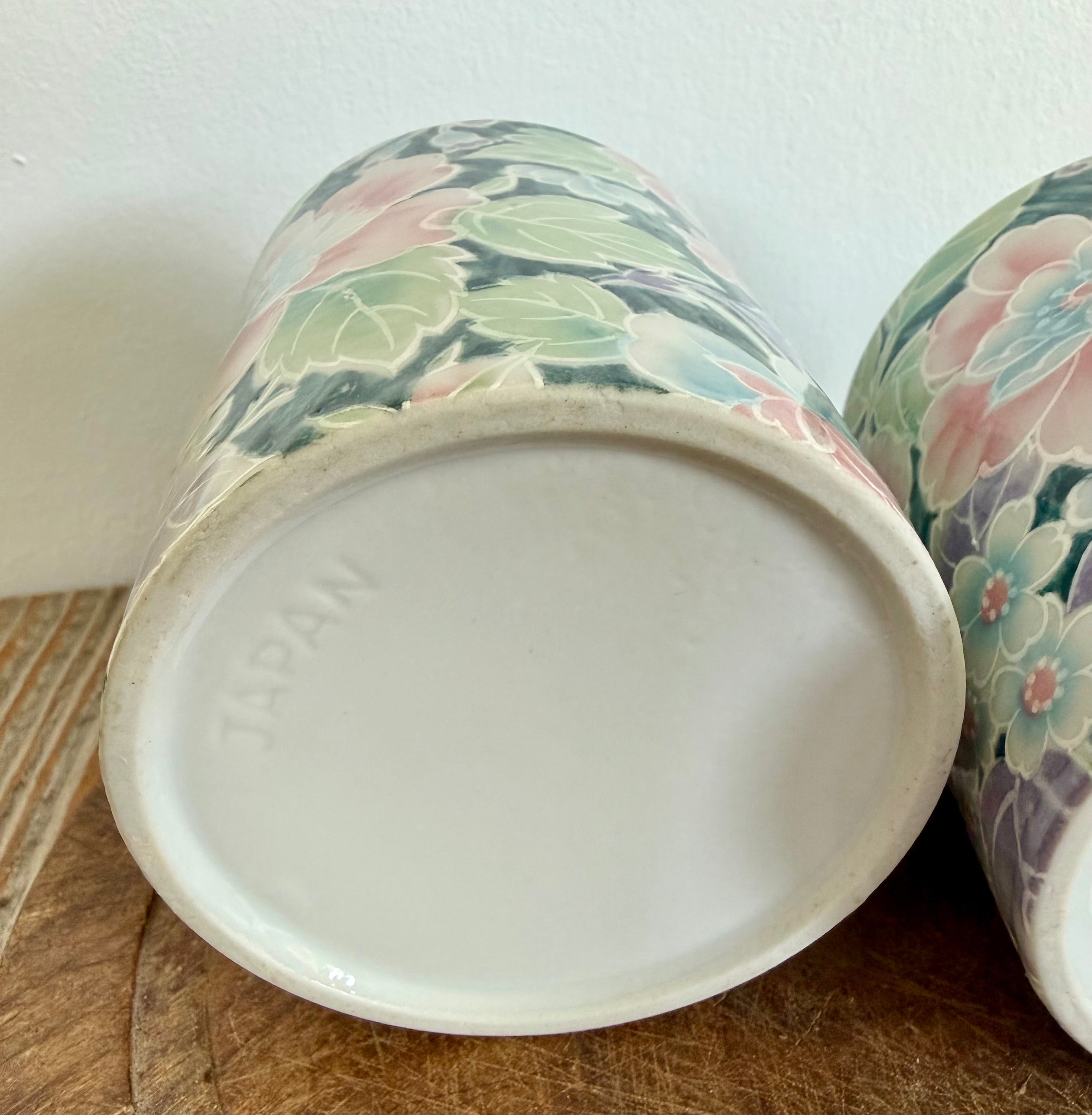 Vintage Pastel Floral Mugs, set of 2 (darker)