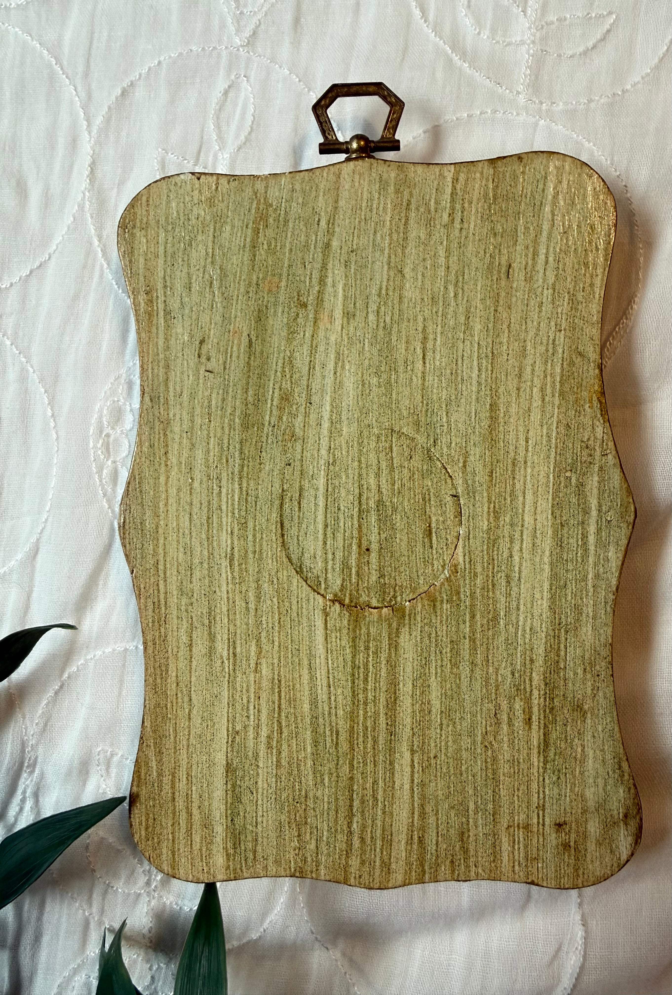 Vintage 1979 Hand-painted Tulip Wood Plaque