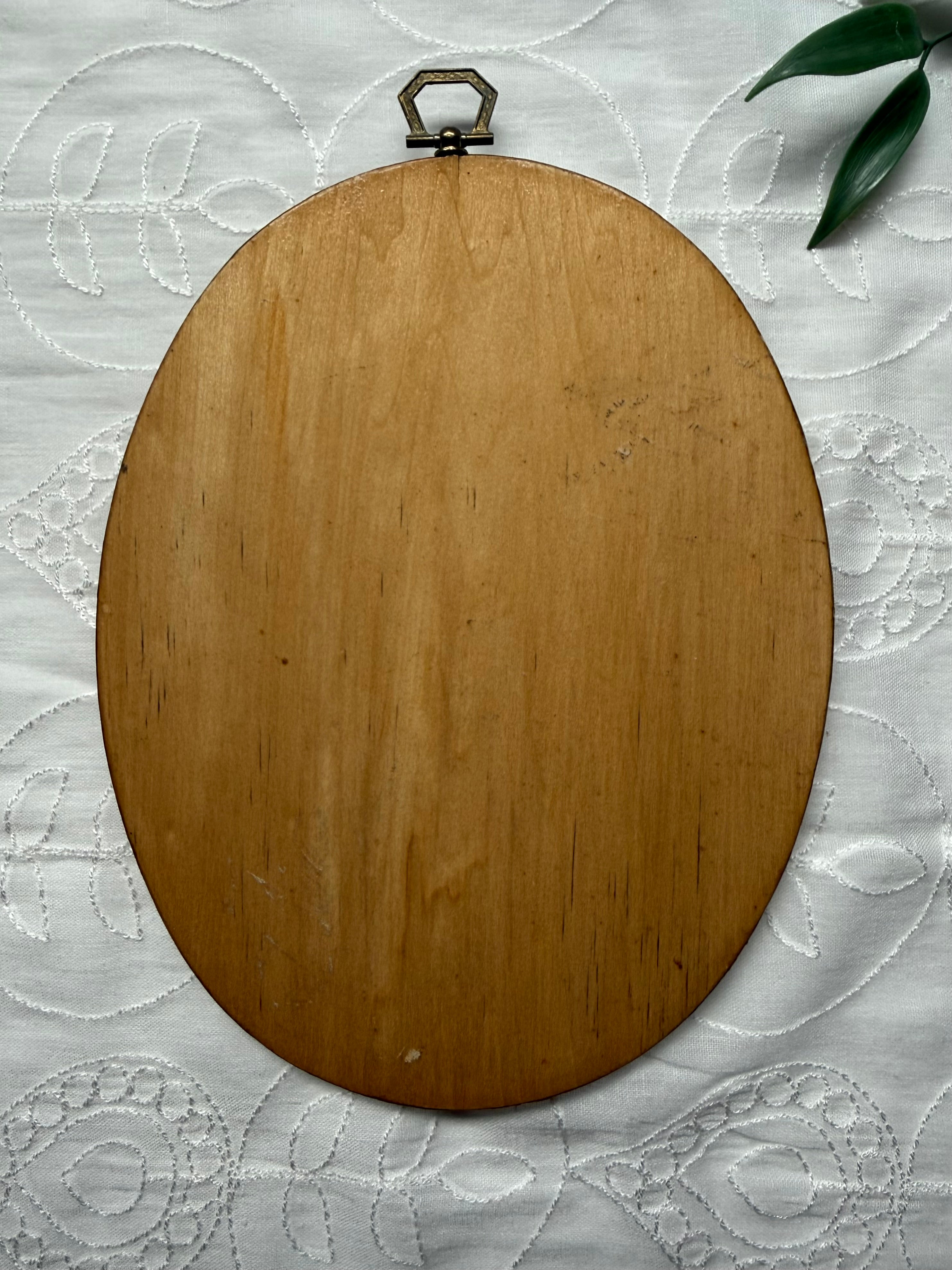 Vintage 1979 Hand-painted Anemone Wood plaque