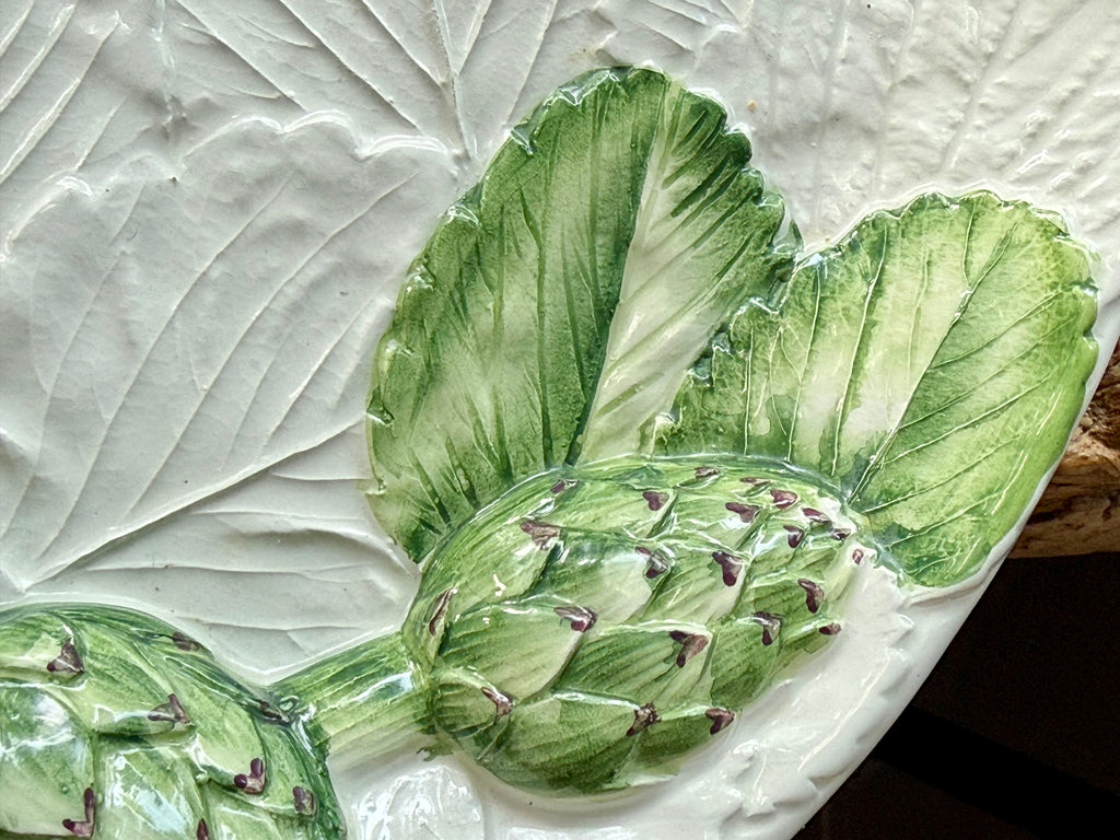 Vintage Hand-Painted Italian Majolica Artichoke Platter