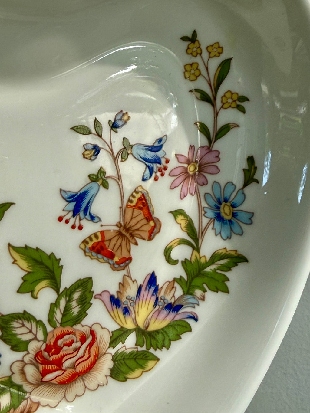 Vintage Aynsley English 'Cottage Garden' Fine Bone China Heart-Shaped Trinket Dish