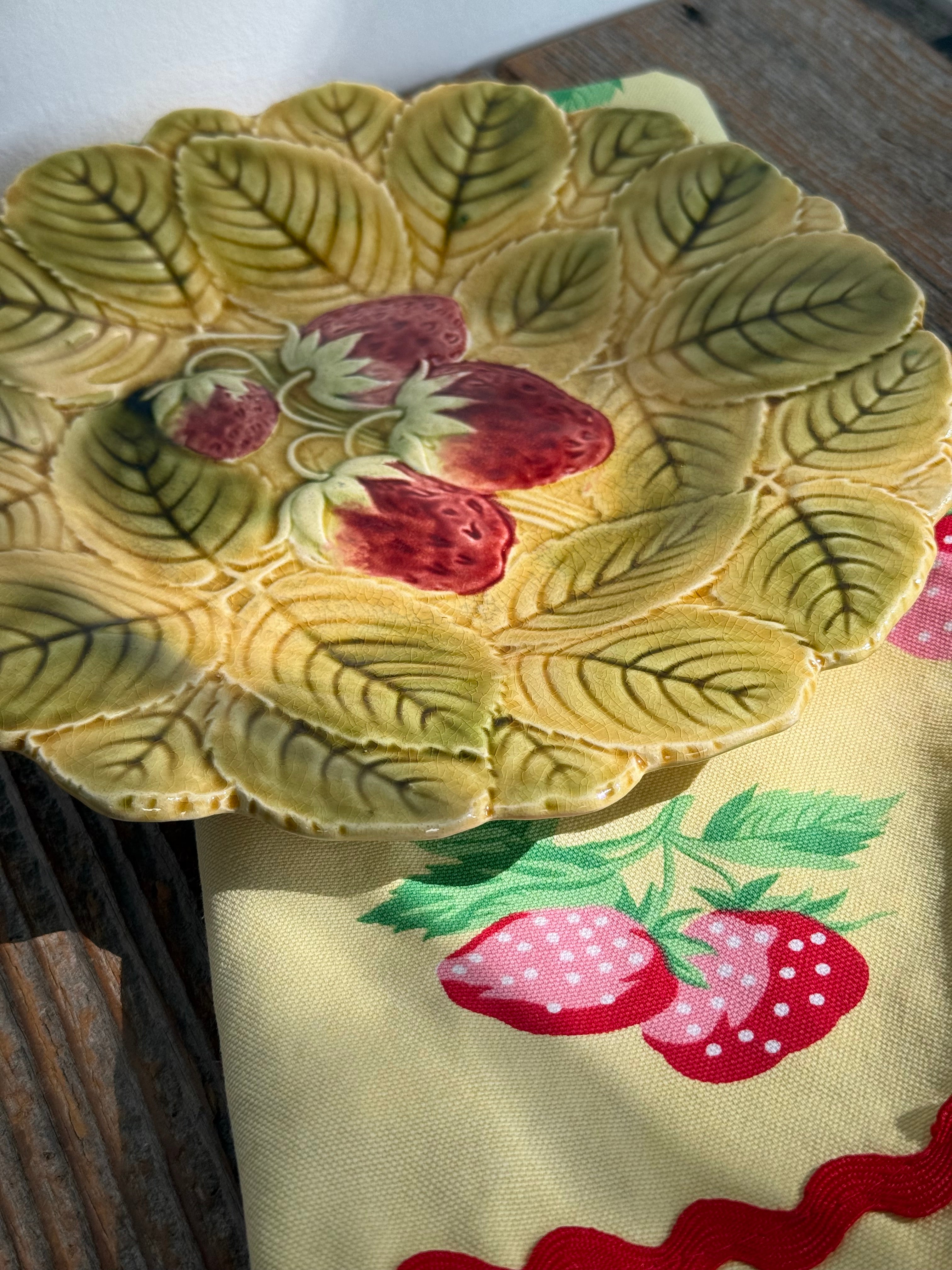 Antique Majolica Strawberry Plate