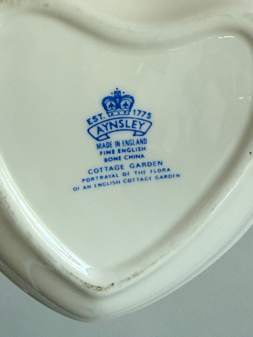 Vintage Aynsley English 'Cottage Garden' Fine Bone China Heart-Shaped Trinket Dish