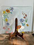 Vintage Mid-Century Clear Bent Glass Square Platter