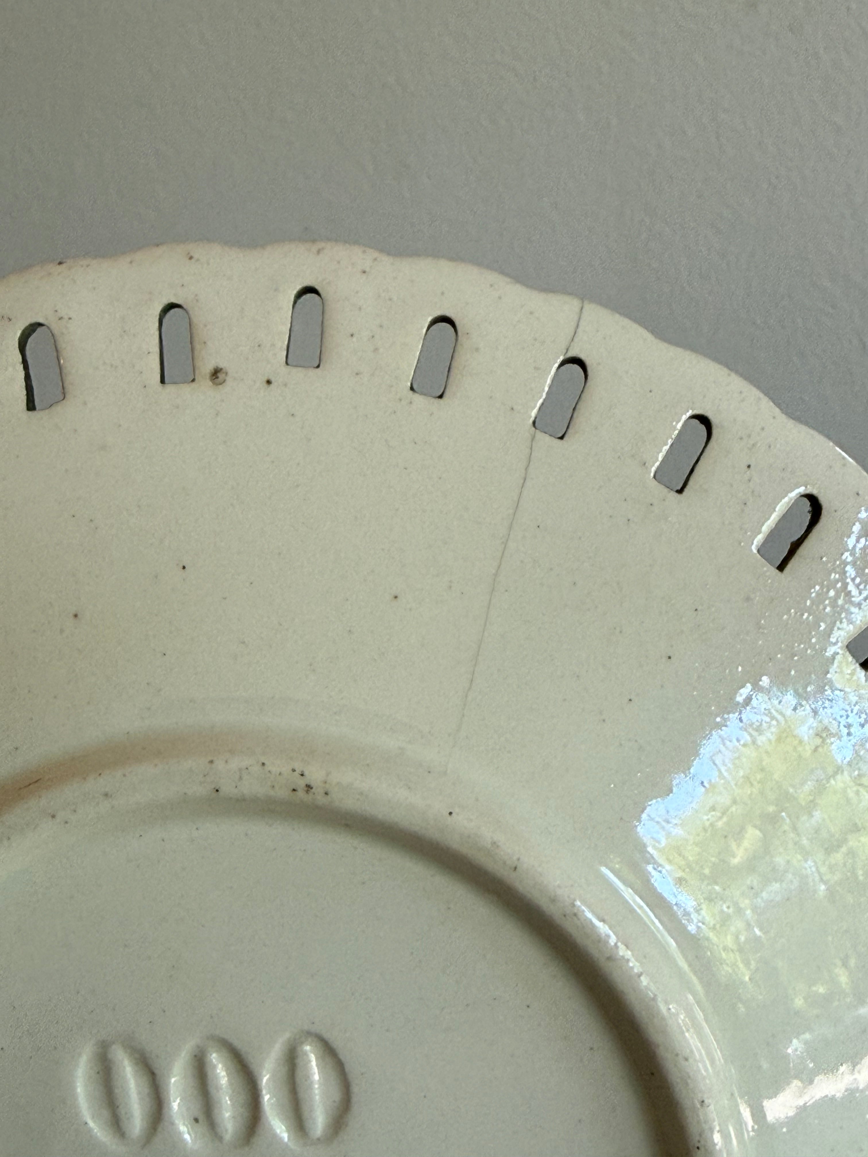 Vintage Moss Green Ceramic Basketweave Plates, set of 5