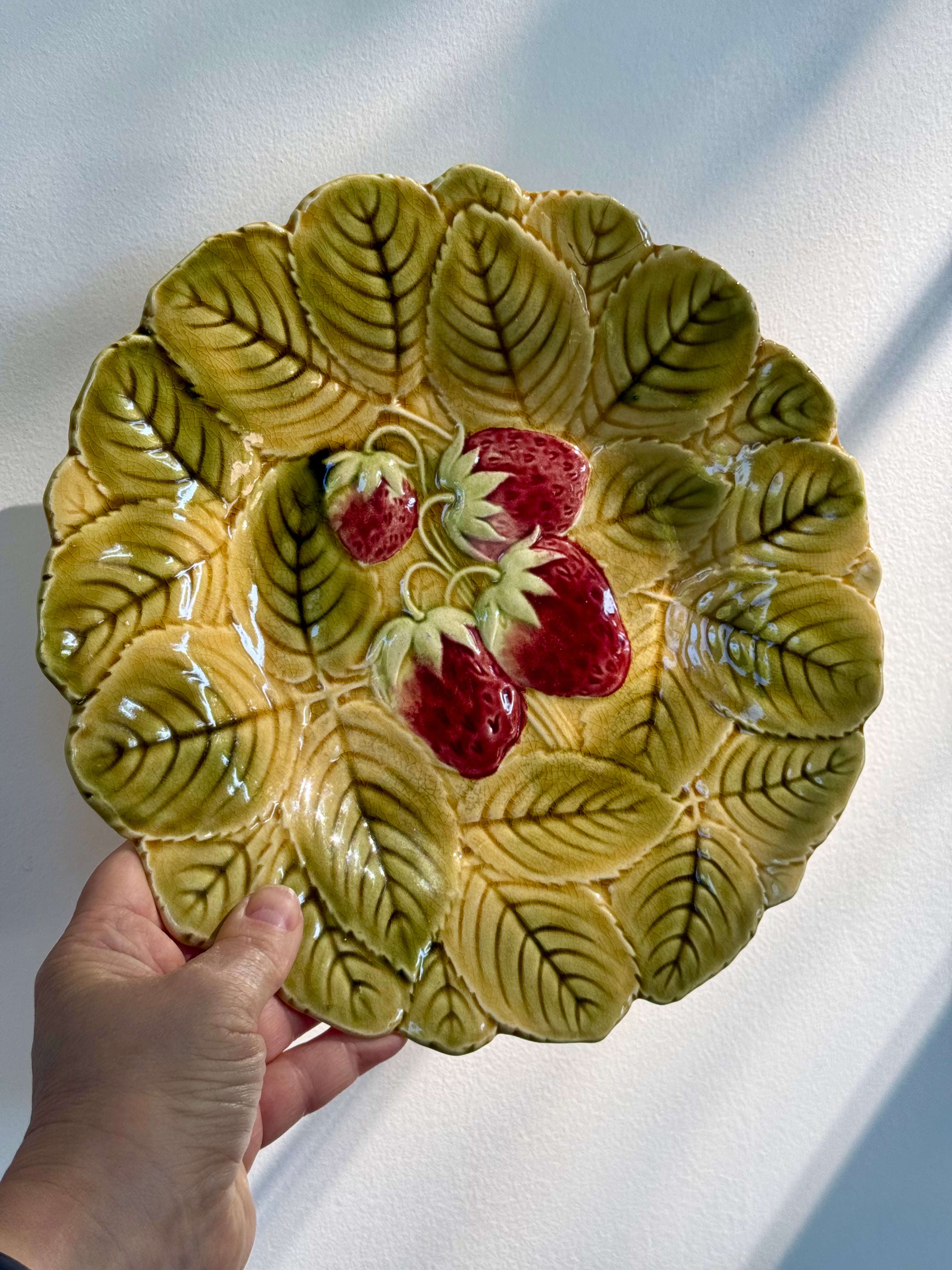 Antique Majolica Strawberry Plate