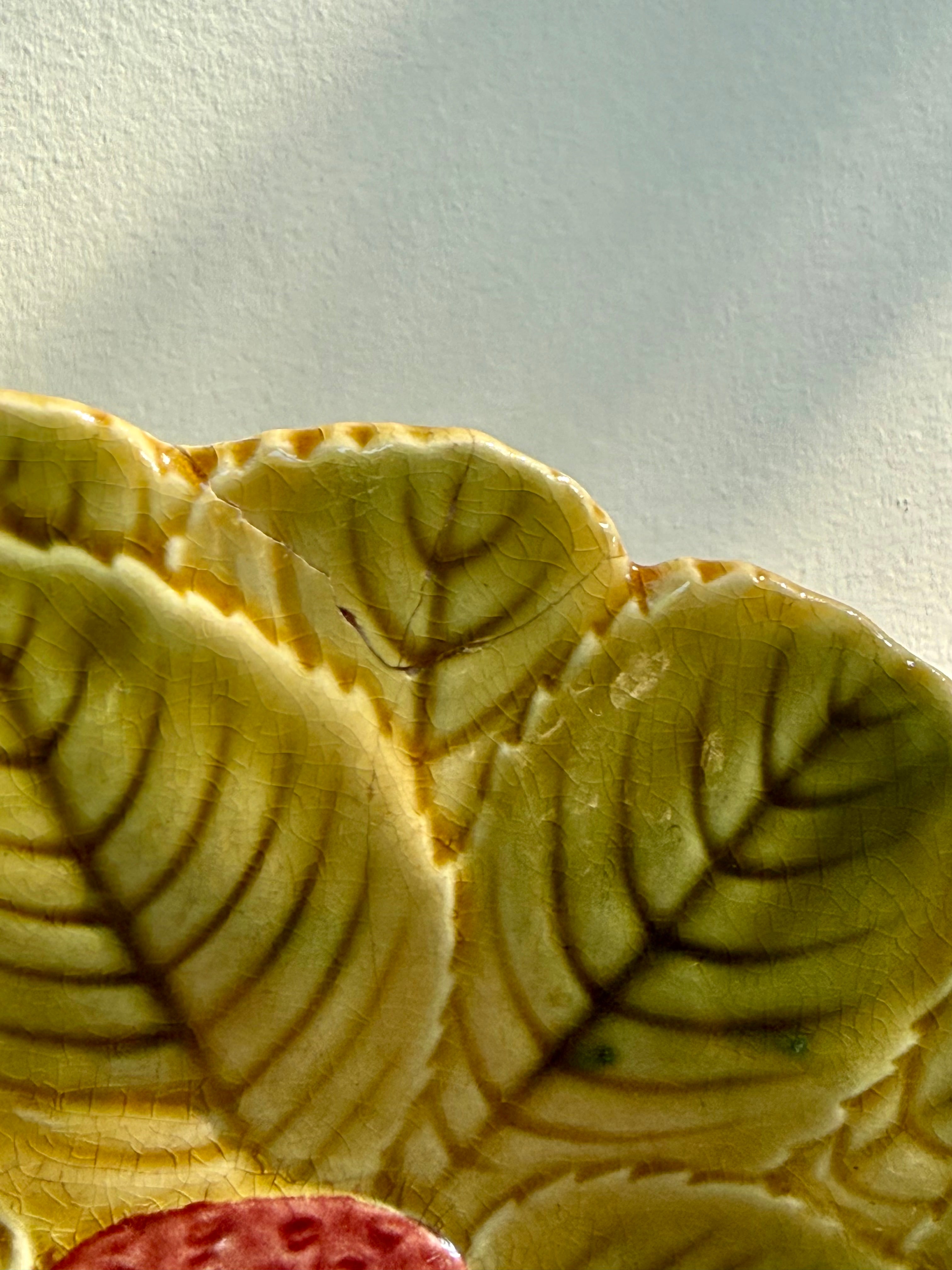 Antique Majolica Strawberry Plate
