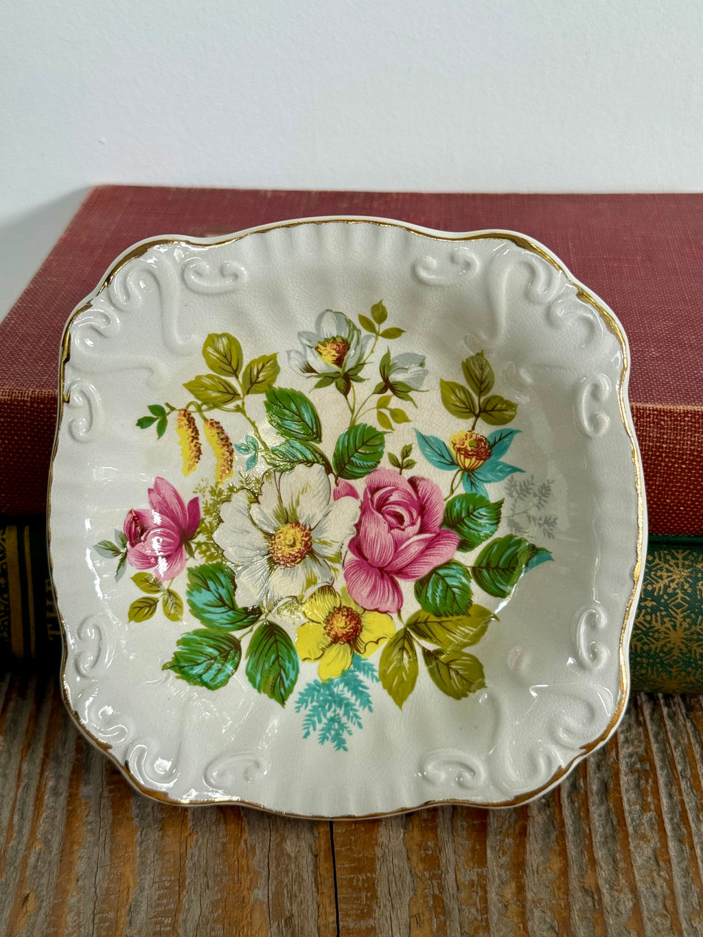 Vintage H. Aynsley & Co. Staffordshire Floral Trinket Dish