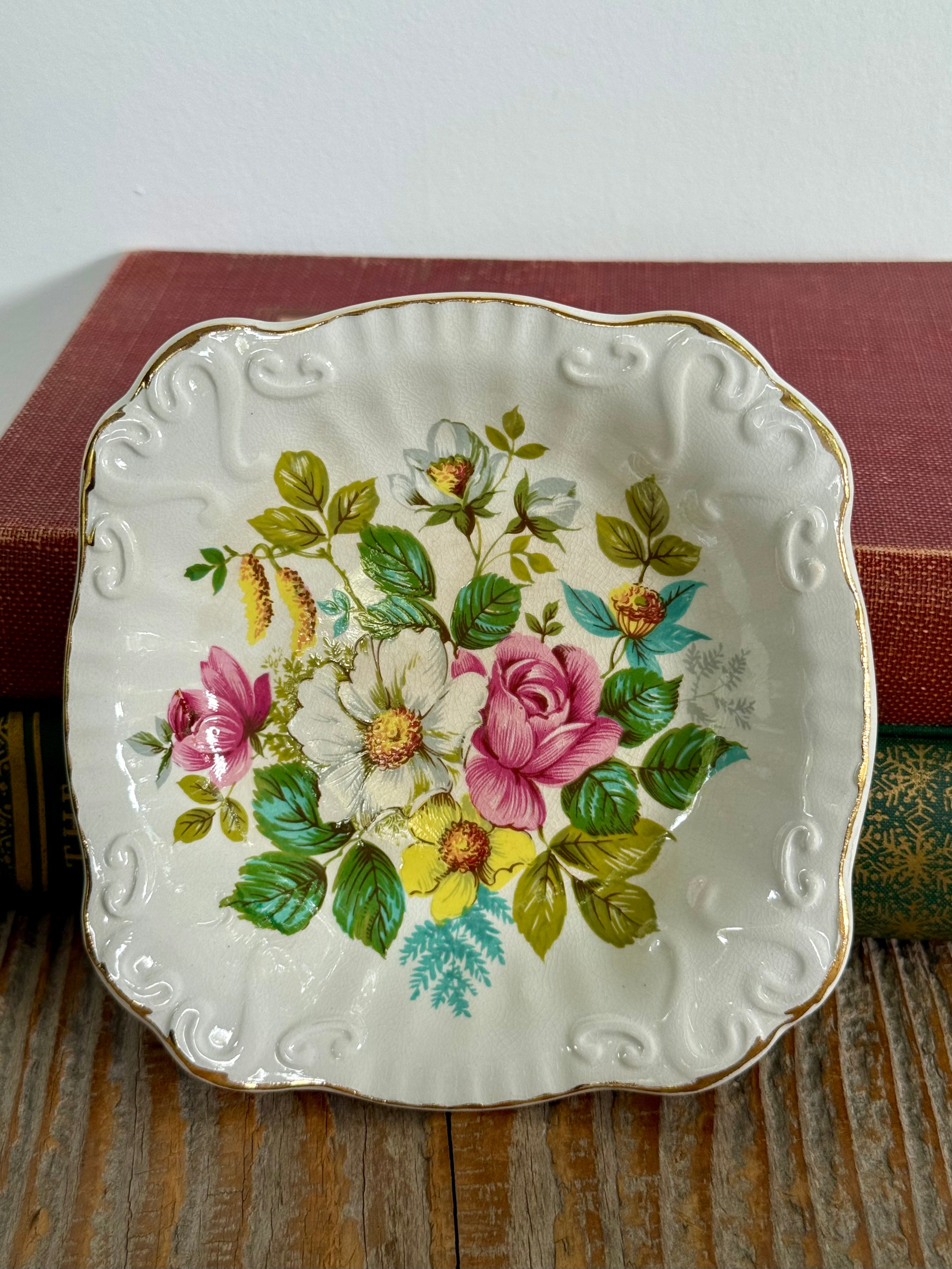 Vintage H. Aynsley & Co. Staffordshire Floral Trinket Dish
