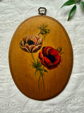 Vintage 1979 Hand-painted Anemone Wood plaque