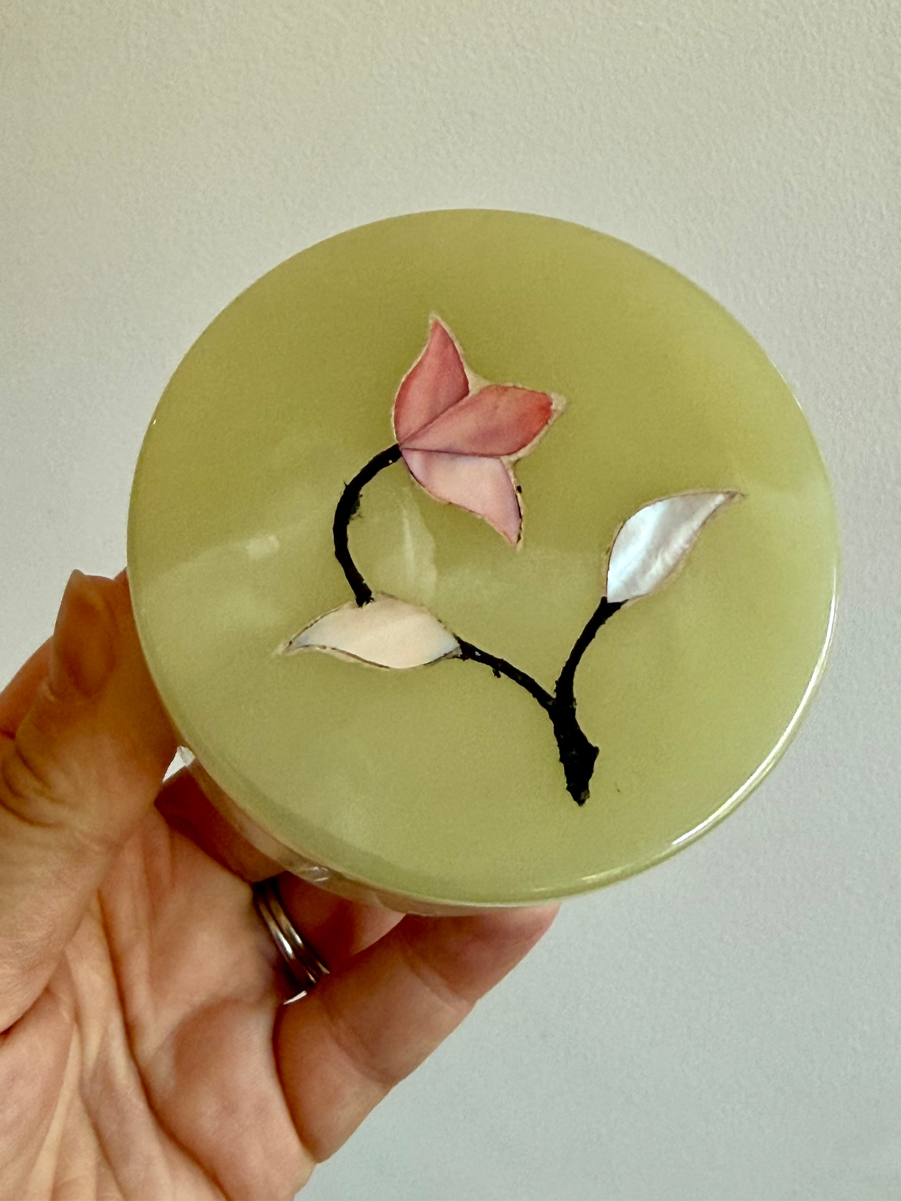 Vintage Green Onyx & Mother of Pearl Trinket Box