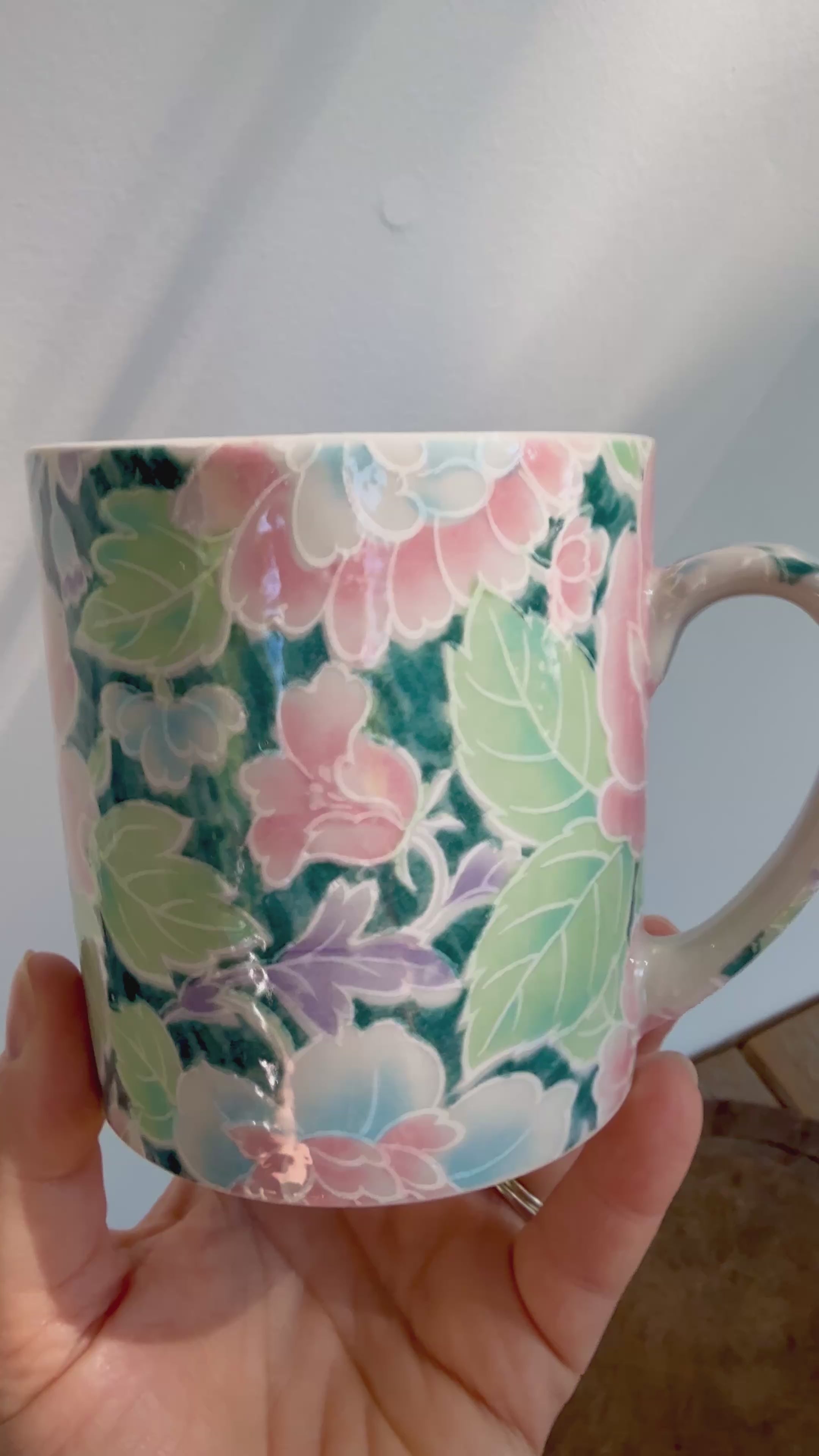 Vintage Pastel Floral Mugs, set of 2 (darker)