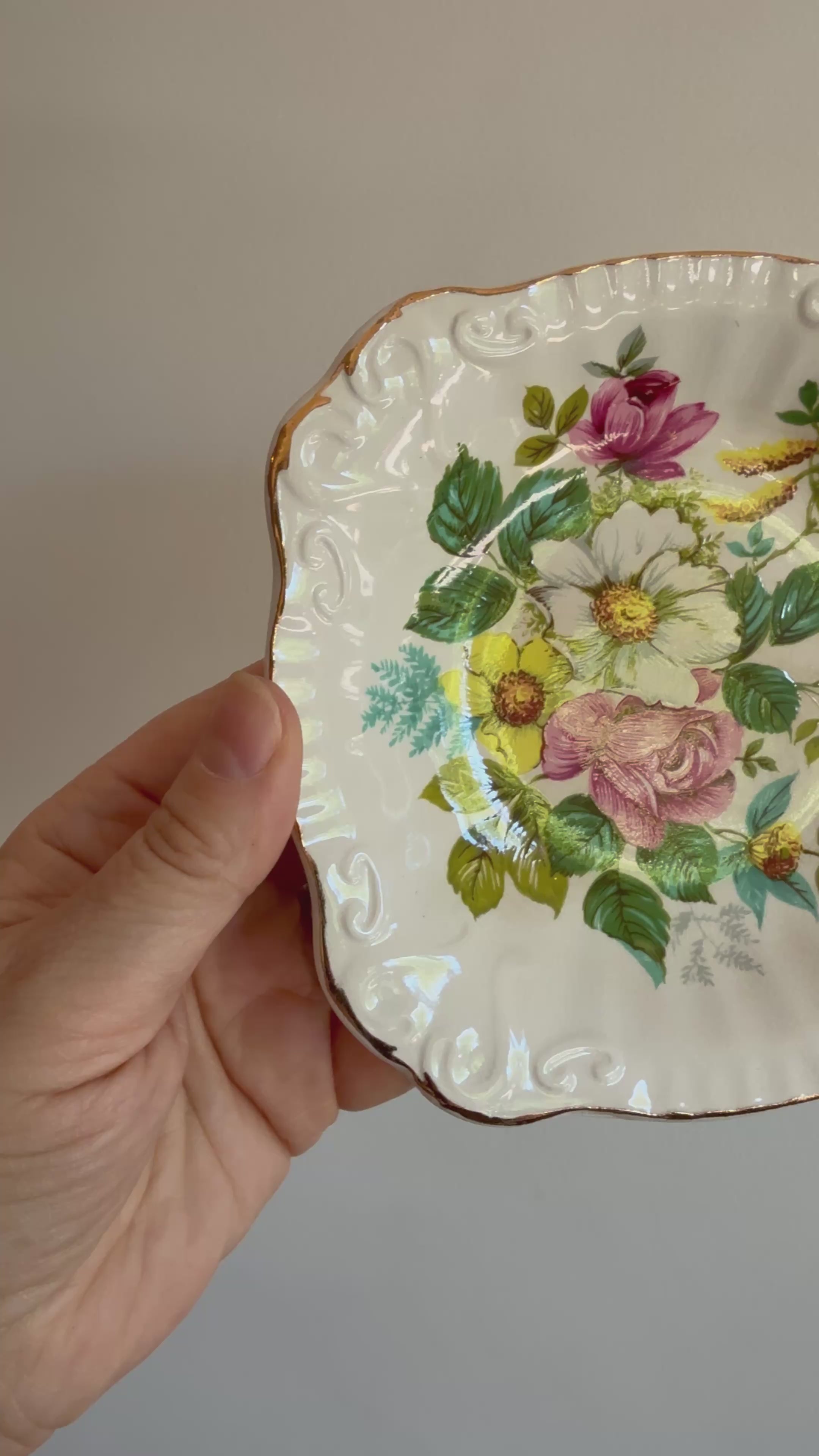 Vintage H. Aynsley & Co. Staffordshire Floral Trinket Dish
