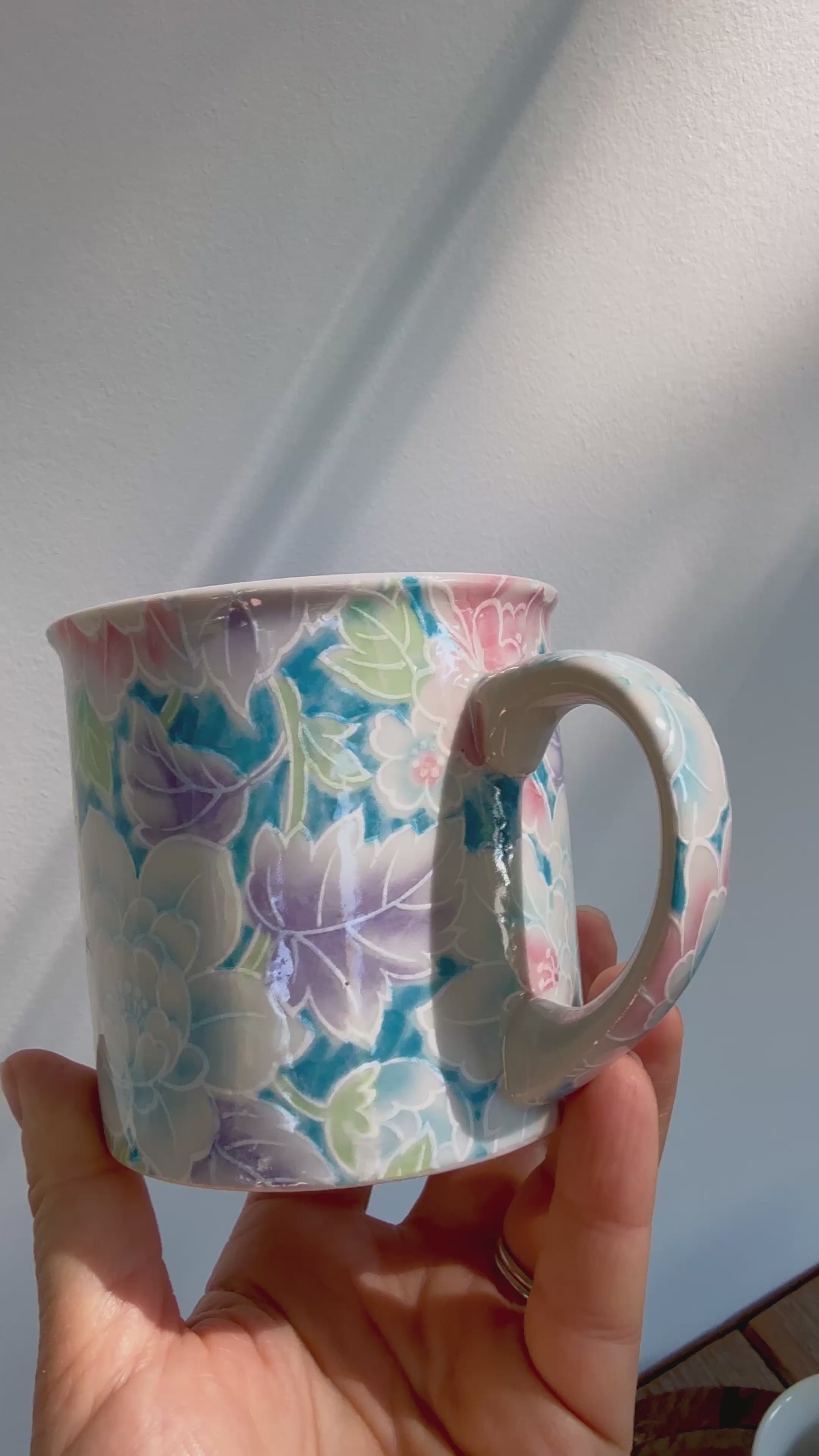 Vintage Pastel Floral Mugs, set of 2 (lighter)