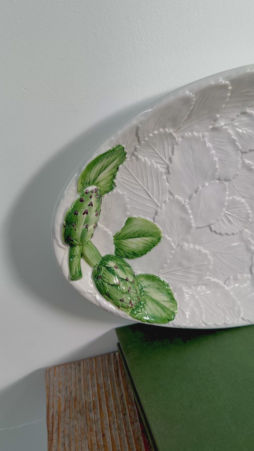 Vintage Hand-Painted Italian Majolica Artichoke Platter