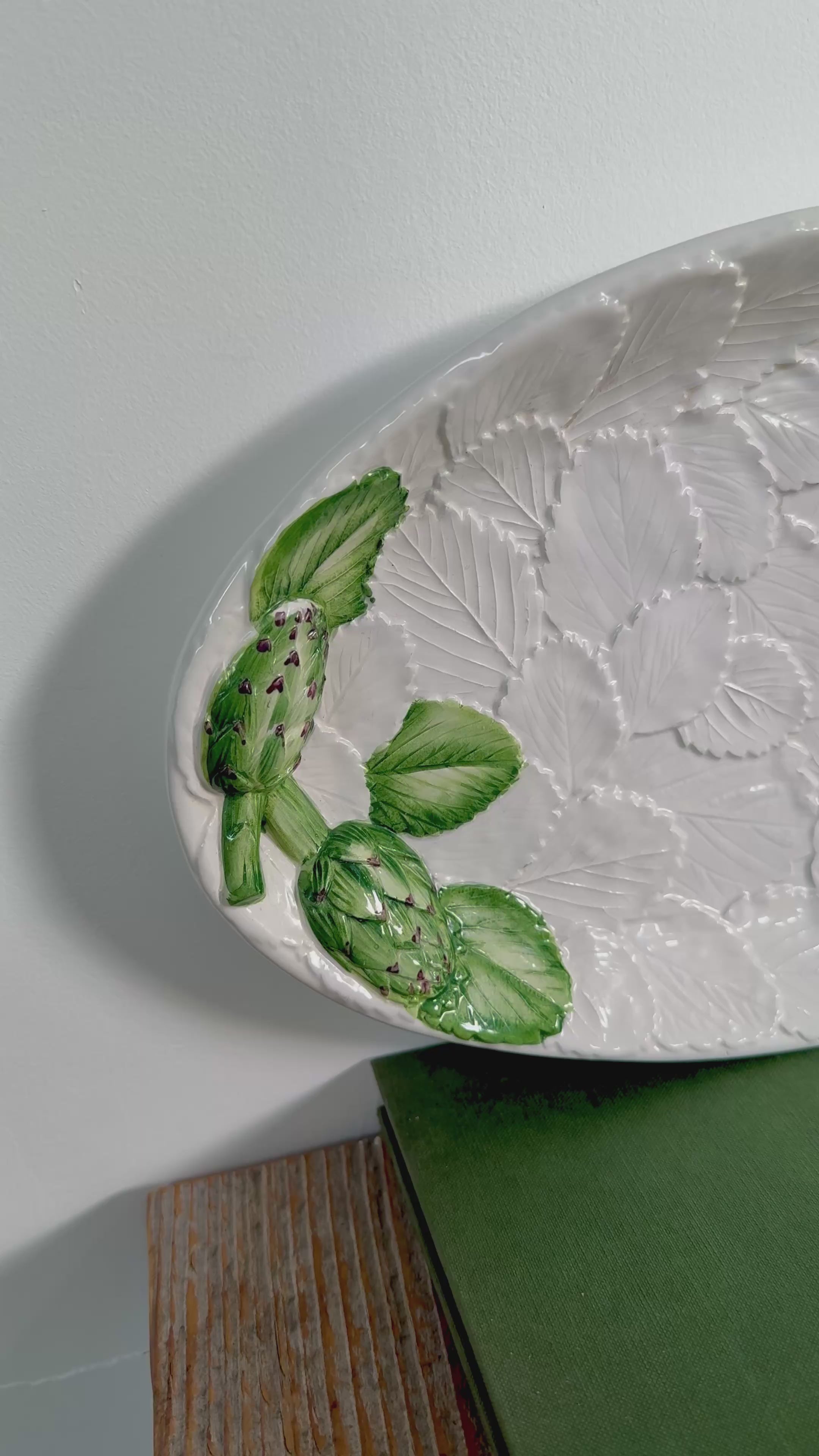 Vintage Hand-Painted Italian Majolica Artichoke Platter